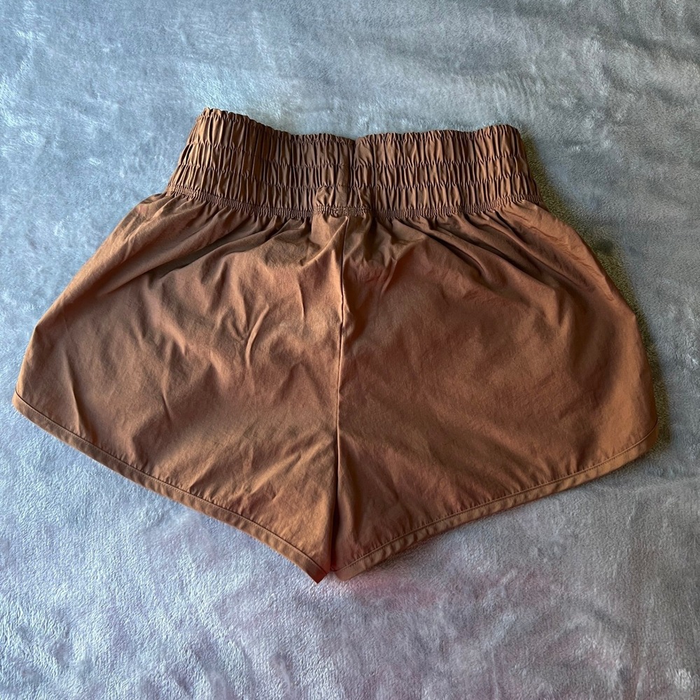 PINK Victoria's Secret Active Smocked Waist Running Shorts Brown XS - Picture 3 of 7